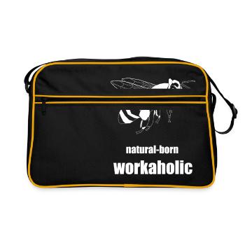 natural born worcaholic - Retro Tasche - Schwarz/Gold - Vorne