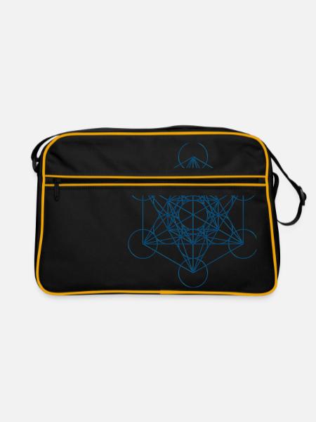 Le cube de Metatron - bleu - Sac Retro - noir/or
