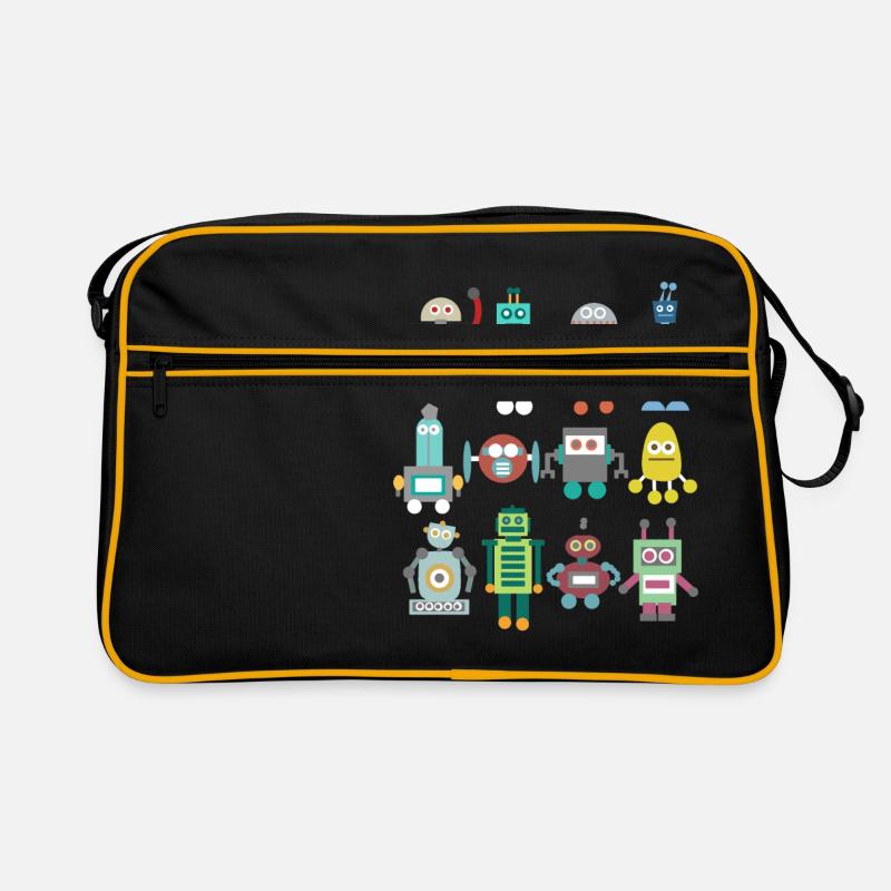 Nerd Robot Retro Funny Gift Technique Play - Retro Bag - black/gold