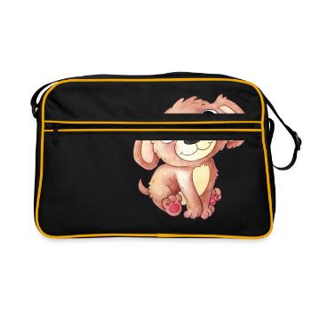 Chien de dessin animé mignon - Sac Retro - noir/or - Devant