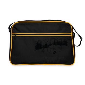 Let's Just Go - Camping Camper Nature - Sac Retro - noir/or - Devant