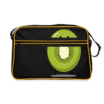 Kiwi joyeux avec bras et jambes - Sac Retro - noir/or - Devant