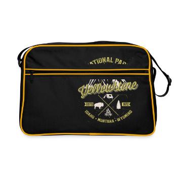 US National Park Yellowstone Mountain Camper Gift - Retro Bag - black/gold - Front