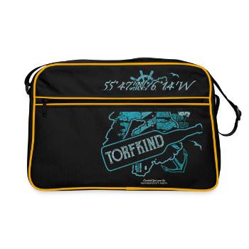 Whisky Nerd T-Shirt Design Torfkind - Retro Tasche - Schwarz/Gold - Vorne