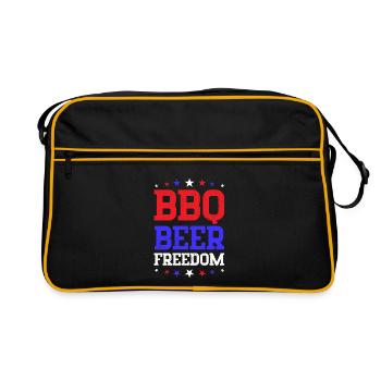 BBQ Beer Freedom Barbeque Party Drinking Beer 4th - Retro Bag - black/gold - Front