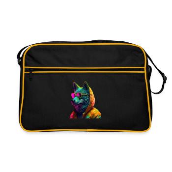 Wolf with sunglasses wolves predator - Retro Bag - black/gold - Front