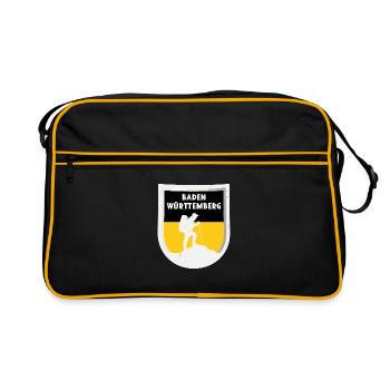 Baden Württemberg Flagge Heimat Stuttgart - Retro Tasche - Schwarz/Gold - Vorne