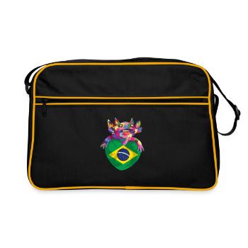 Brésil Drapeau Brésilien Drapeau Amérique du Sud - Sac Retro - noir/or - Devant