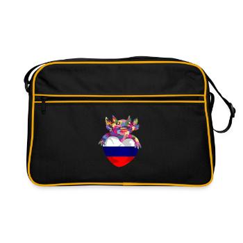 Russia Flag Vintage Russian Flag Used Look - Retro Bag - black/gold - Front