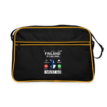 Drapeau de la Finlande Suomi Drapeau finlandais Aspect utilisé - Sac Retro - noir/or - Devant