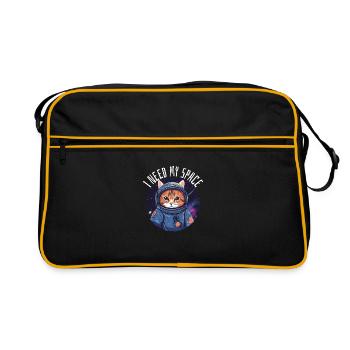 Cat I need my space pun astronomy cat - Retro Bag - black/gold - Front