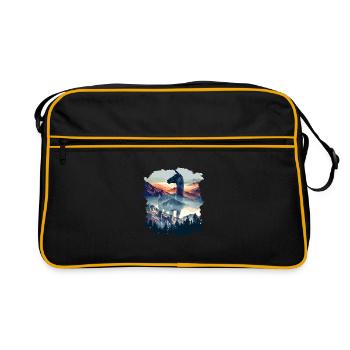 Alpaka Lama Anden Südamerika - Retro Tasche - Schwarz/Gold - Vorne