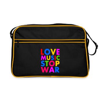 Love music stop war - Sac Retro - noir/or - Devant