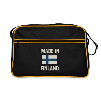 Drapeau et texte finlandais Made in Finland - Sac Retro - noir/or - Devant