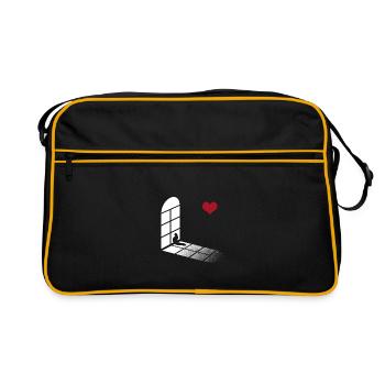Le chat s’assoit près de la fenêtre et attend - Cat Fan - Sac Retro - noir/or - Devant