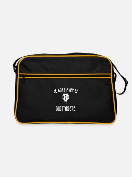 Je sors avec le guitariste t-shirt humour femme - Sac Retro - noir/or - Devant