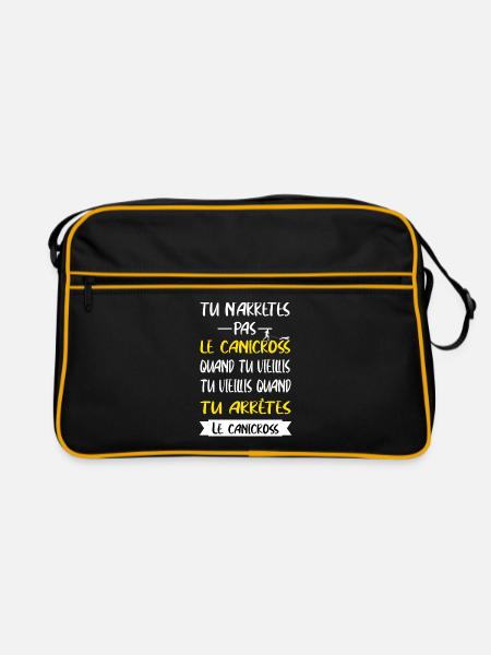 Tu n'arrêtes pas le canicross t-shirt homme - Sac Retro - noir/or - Devant