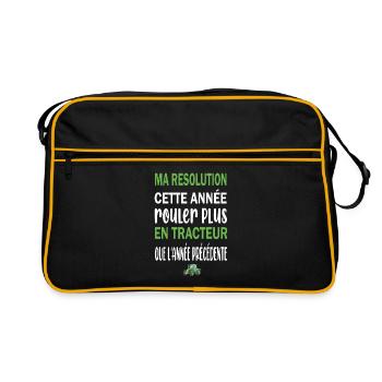 Ma résolution cette année rouler plus en tracteur - Sac Retro - noir/or - Devant