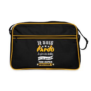 je suis papou t-shirt abeille miel apiculteur - Sac Retro - noir/or - Devant