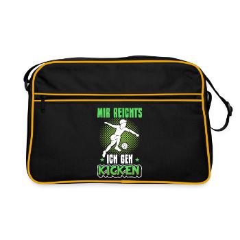 Fußball | Mir reichts ich geh kicken - Retro Tasche - Schwarz/Gold - Vorne