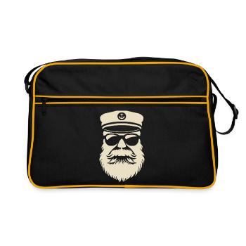 Fasching - Fastnacht - Karneval - Kapitän - Kostüm - Retro Tasche - Schwarz/Gold - Vorne