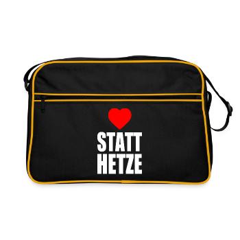 Herz statt hetze - Retro Tasche - Schwarz/Gold - Vorne