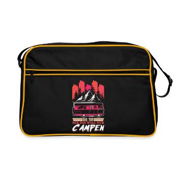 Camper Camping Caravan Saying - Retro Bag - black/gold - Front