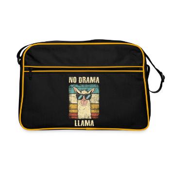 Kein Drama Lama Lustiger Jahrgang - Retro Tasche - Schwarz/Gold - Vorne