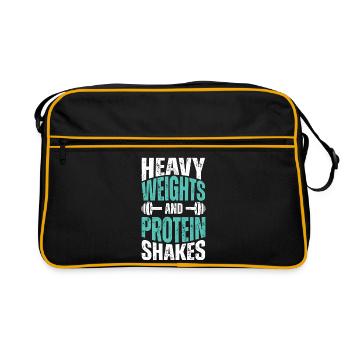 Schwergewichte und Protein Shakes - Retro Tasche - Schwarz/Gold - Vorne