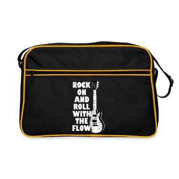 Rock On And Roll With The Flow Rock Band Guitar - Retro Tasche - Schwarz/Gold - Vorne