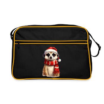 Erdmännchen zu Weihnachten - Retro Tasche - Schwarz/Gold - Vorne