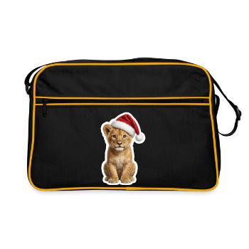 Un petit lion sauvage fête Noël - Sac Retro - noir/or - Devant