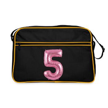 5e anniversaire, cinquième anniversaire Balloon Pink - Sac Retro - noir/or - Devant