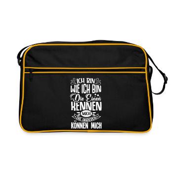 Ich bin wie ich bin die einen kennen mich können - Retro Tasche - Schwarz/Gold - Vorne