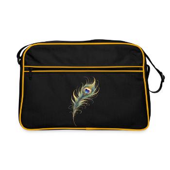Peacock Feather Heart Boho Yoga Gift - Retro Bag - black/gold - Front