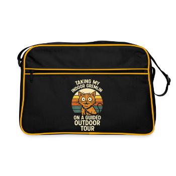 Indoor Gremlin Outdoor | Cat on leash - Retro Bag - black/gold - Front