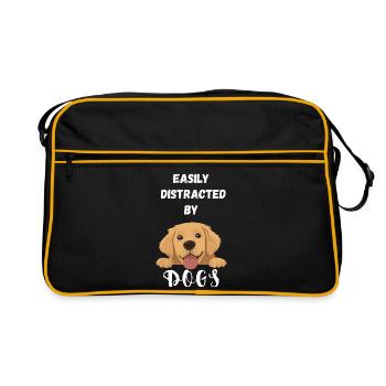 Facilement distrait par les chiens - Sac Retro - noir/or - Devant
