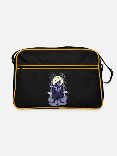 Werwolf im Mondlicht - Retro Tasche - Schwarz/Gold