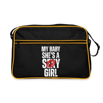 Mein Baby Sie ist ein sexy Mädchen - Retro Tasche - Schwarz/Gold - Vorne