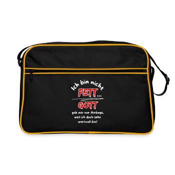 Ich bin nicht Fett... Gott gab mir nur Airbags - Retro Tasche - Schwarz/Gold - Vorne