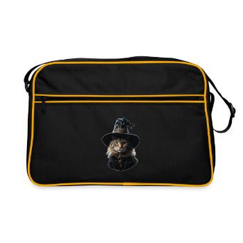 Witch Cat Halloween - Retro Bag - black/gold - Front