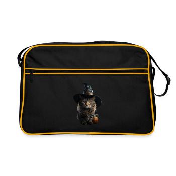 Witch Cat Halloween - Retro Bag - black/gold - Front