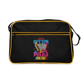 Accordion Polka Music Gift - Retro Bag - black/gold - Front