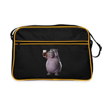 Nilpferd Bier - Retro Tasche - Schwarz/Gold - Vorne