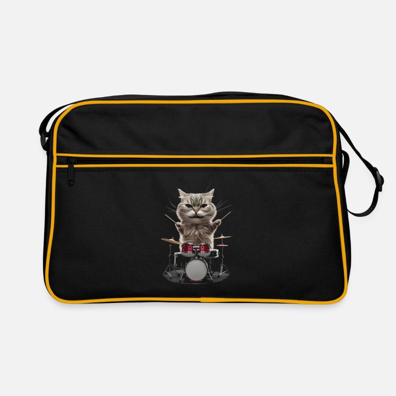 Katze Schlagzeug Retro Tasche