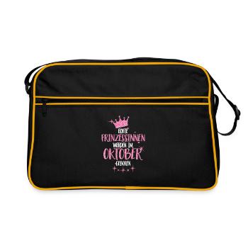 ECHTE PRINZESSINNEN WERDEN IM OKTOBER GEBOREN - Retro Tasche - Schwarz/Gold - Vorne