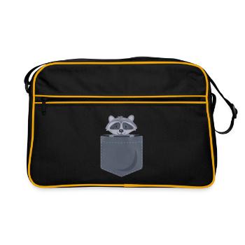 Raccoon - cute - bag - Retro Bag - black/gold - Front