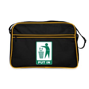 PUT IN - PEACE UKARINE - STOP WAR ! - Retro Tasche - Schwarz/Gold - Vorne