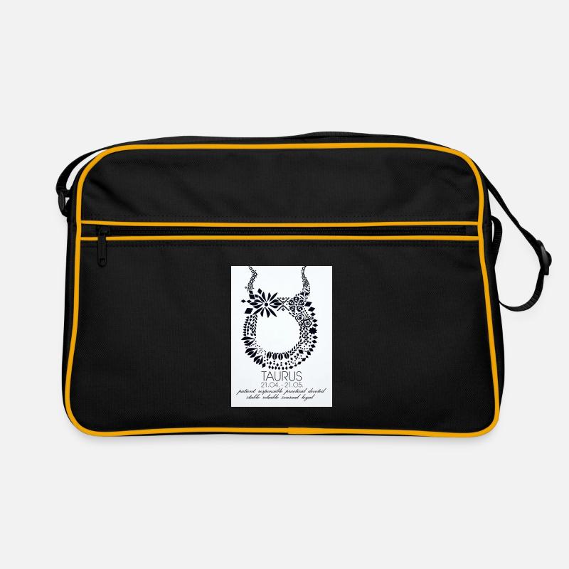 Taurus Blüten-Ornament - Retro Tasche - Schwarz/Gold