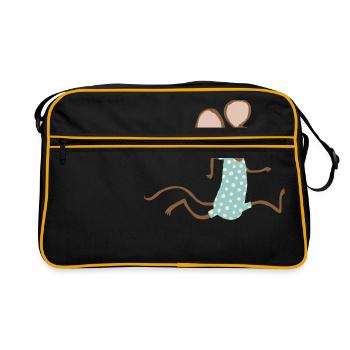 Maus geht baden - Retro Tasche - Schwarz/Gold - Vorne